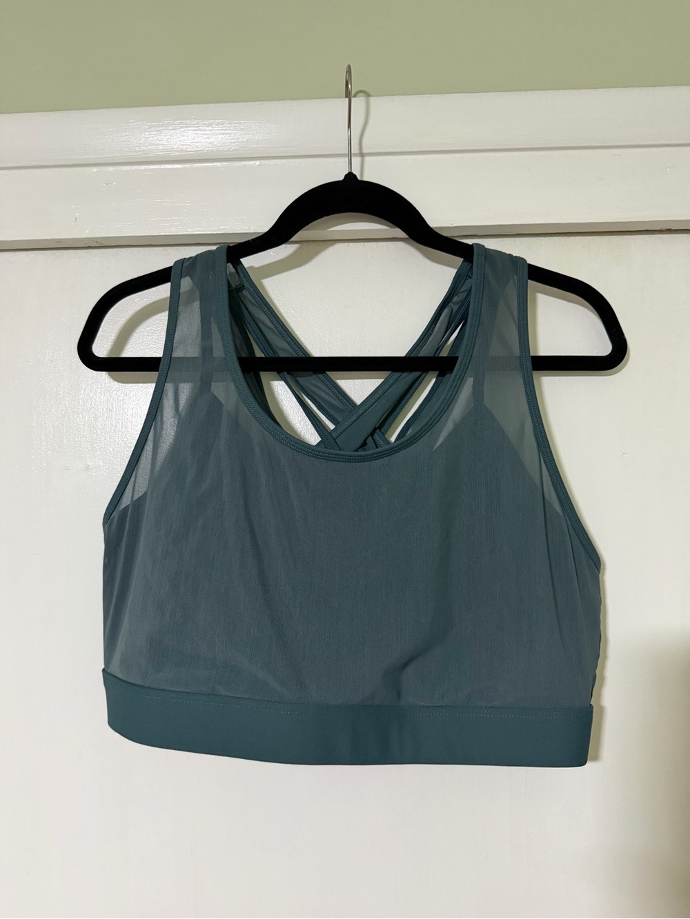 Fabletics Teal Strappy Mesh Sports Bra